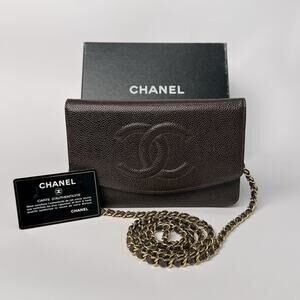 Chanel Wallet on Chain Timeless WOC Brown Caviar Gold Hardware Crossbody Bag